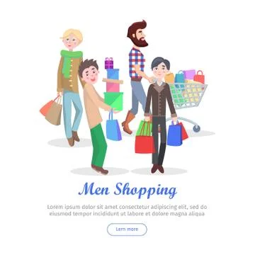 Men Shopping Conceptual Flat Vector Web Banner Illustrazione stock