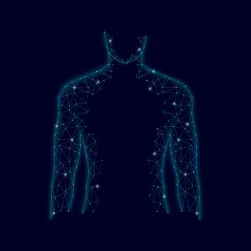 Men silhouette 3d low poly geometric model. Future technology polygonal Stock Illustration