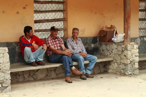 Men Sitting on a Bench Stock Photos