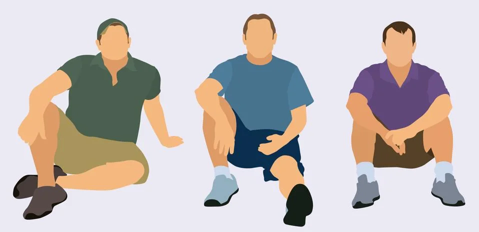 Men Sitting on the Ground Stock Illustration