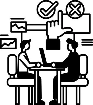 Men sitting at a table with a laptop in front of them Stock Illustration