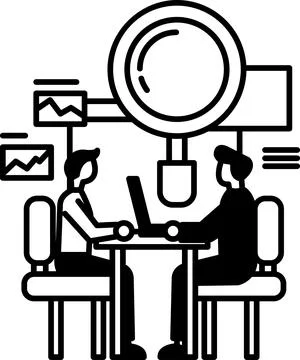Men sitting at a table with a laptop in front of them Stockillustratie
