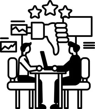 Men sitting at a table with a thumbs down gesture on the table 스톡 일러스트