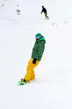 Men Skiing during cold winter day Foto stock