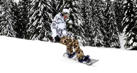 Men Skiing during cold winter day Stock Photos