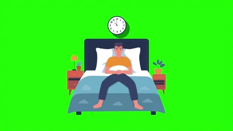 Men sleepless nights and time-forwarding green screen background  animation 4k. 動画素材 283977749