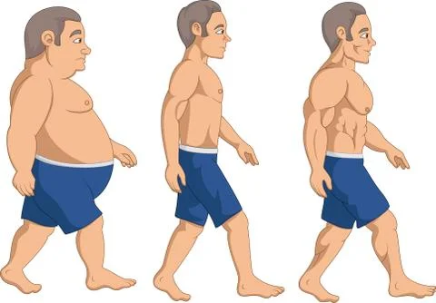 Men slimming stage progress Stock Illustration