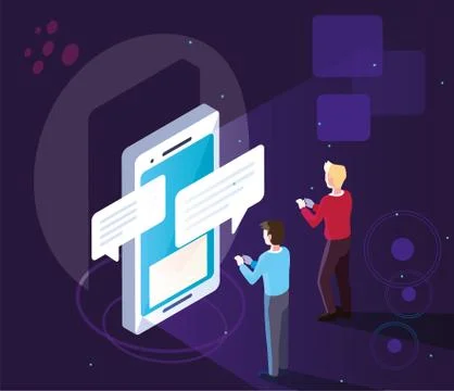 Men with smartphone screen and mobile applications Illustrazione stock