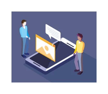 Men with smartphone screen and mobile applications Stockillustratie