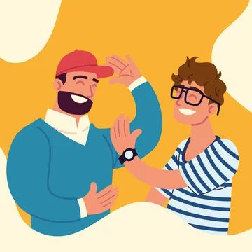 Men smiling greeting Stock Illustration