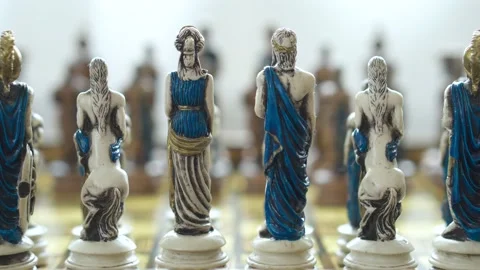 The men start to play game of chess on ceramic board Stock Footage 204129064