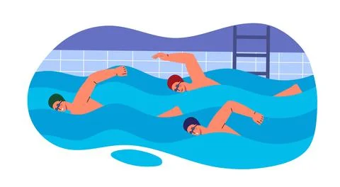 Men at swimming competition vector Stock Illustration