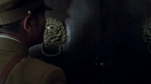 Men take the door Stock Footage 235269685