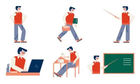 Men teachers during lessons at school teaching pupils vector illustration イラスト素材