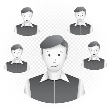Men template with emotions Stock Illustration