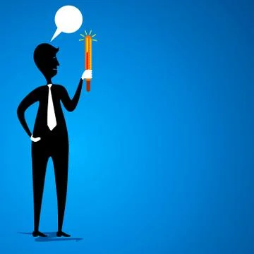 Men with thermometer and message bubble concept Stock Illustration