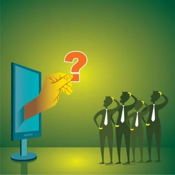 MEN THINKING ABOUT COMPUTER PROBLEM DESIGN CONCEPT イラスト素材