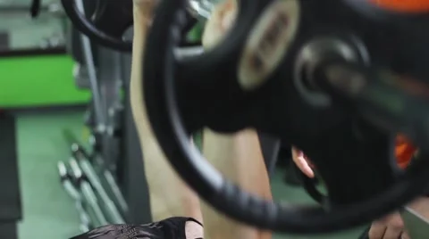 Men trained in the gym. Man doing bench press. 스톡 동영상 58291382