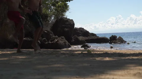 Men training on the beach Stock Footage 137961799
