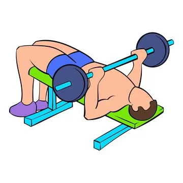 Men training on the bench press icon cartoon Stock Illustration