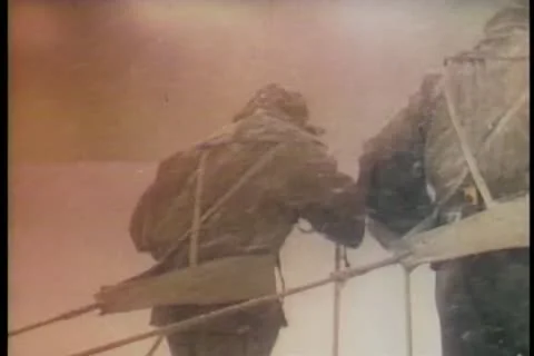 Men trudging through snow storm in Antarctica Stock Footage 11352017