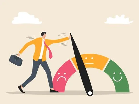 Men try to change customer ratings to make them better Stock Illustration