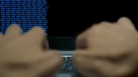 Men type a programm for computer. Video stock 119893660