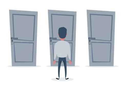 Men unable to make the right decision concept. Problem of choice. Illustrazione stock