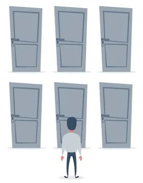 Men unable to make the right decision concept. Problem of choice. Stock Illustration
