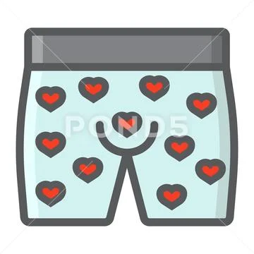 Men underwear with hearts filled outline icon Stock Illustration