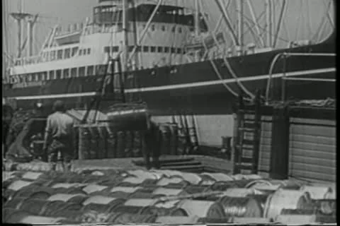 Men unloading cargo from ship Stock-Footage 11348521
