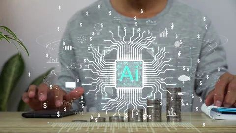 A men using Ai technology on computer keyboard for working in new business. Stock Footage 258639487