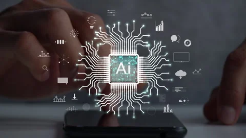 A men using Ai technology on smart phone for working in new business. Stock Footage 257736038