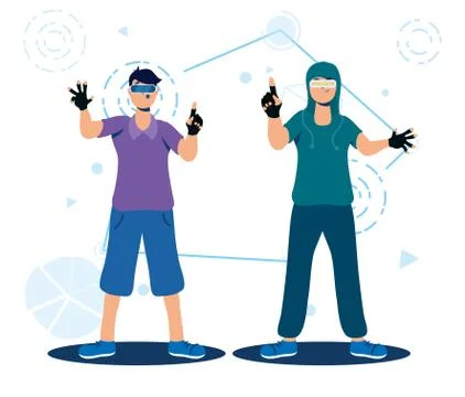 Men using augmented reality technology Stock Illustration