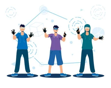 Men using augmented reality technology Stock Illustration