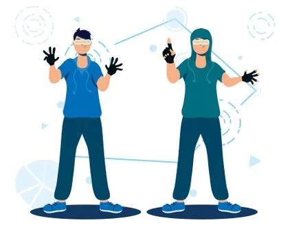 Men using augmented reality technology Illustrazione stock