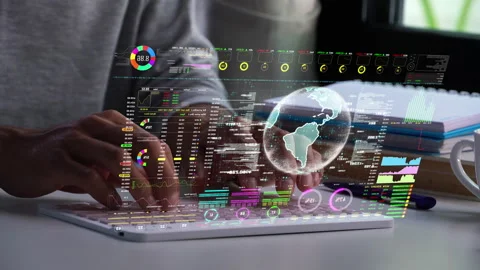 A men using digital tablet for analyze a stock market exchange. Business data nu Stock Footage 244893571