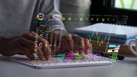 A men using digital tablet for analyze a stock market exchange. Business data nu Stock Footage 244893575