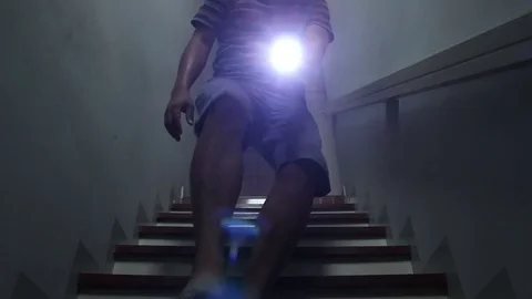 Men using flashlight after power outage Stock Footage 76263536
