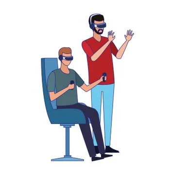 Men using technology of augmented reality vector design Stock Illustration