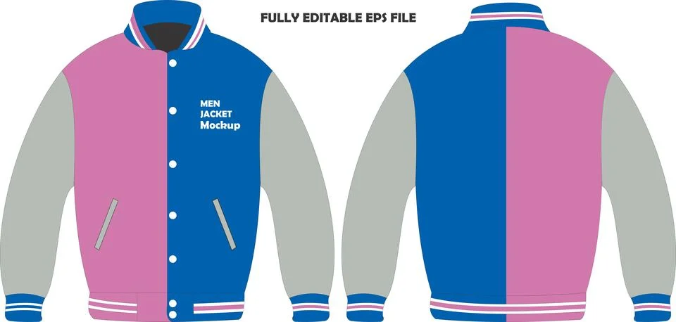 Men Varsity Jacket Mockup Stock Illustration