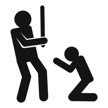 Men violence bat icon, simple style Stock Illustration