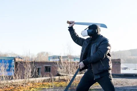 The men in the virtual reality glasses Stock Photos