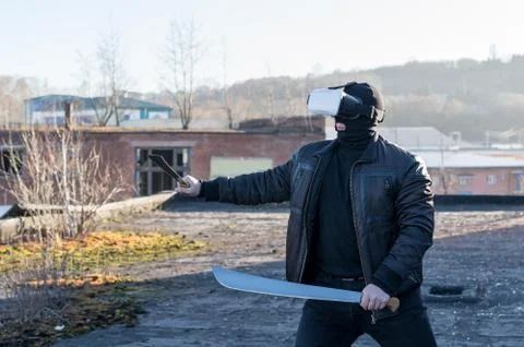 The men in the virtual reality glasses Stock Photos