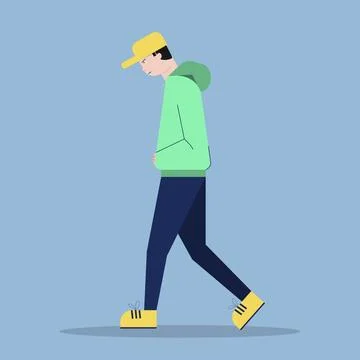 Men walking flat art design character concept. Vector illustration Stock Illustration