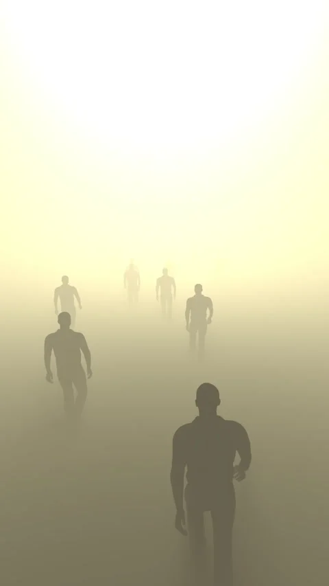 Men walking to the light – 3d render looped. Stock Footage 303397955