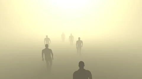 Men walking to the light – 3d render looped. Video stock 303403330