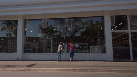 Men washing windows Stock Footage 163459667