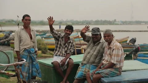 Men waving and smiling in Sri Lanka Stock Footage 49366016