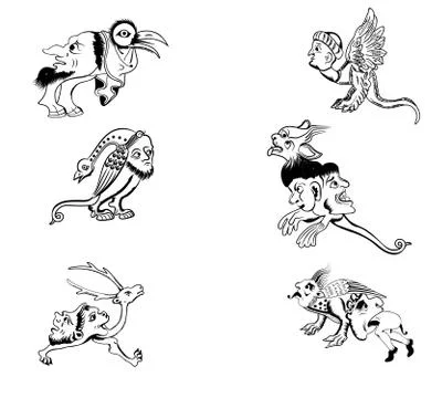 Men werewolves set Stock Illustration